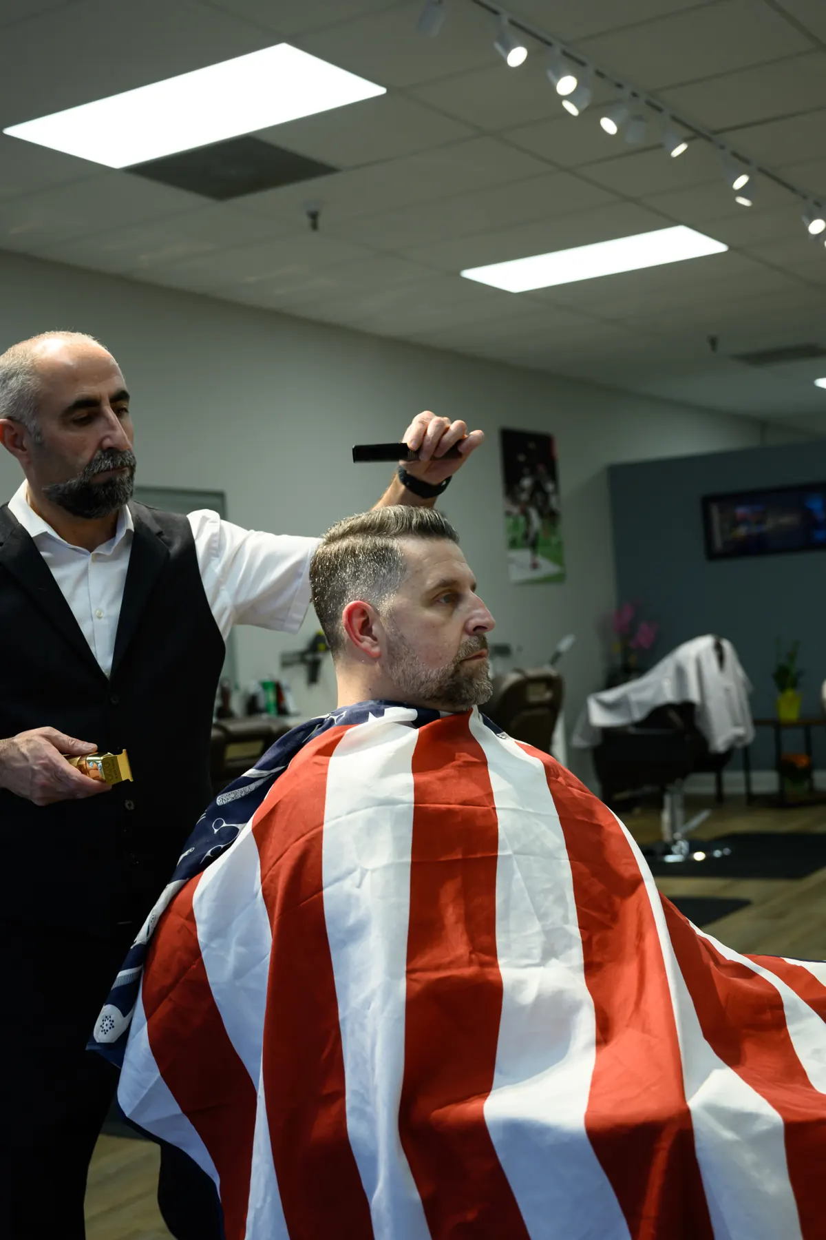 Barber working a fade